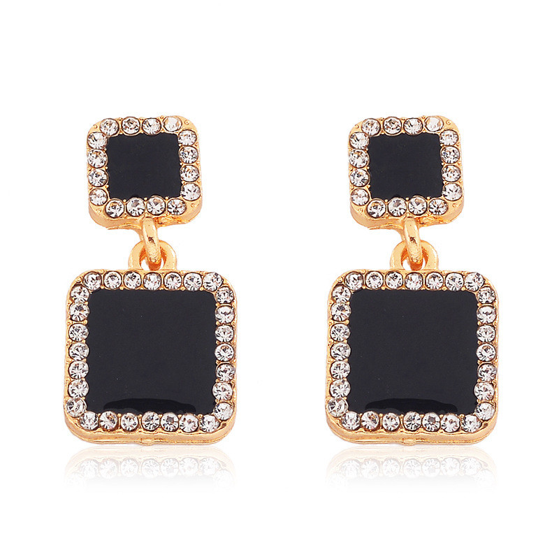 Wholesale Jewelry 1 Pair Simple Style Pentagram Round Square Alloy Artificial Diamond Gold Plated Drop Earrings Ear Studs display picture 5