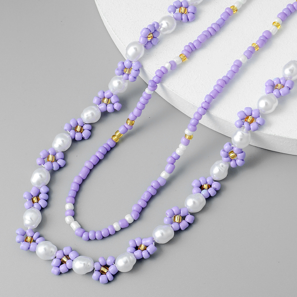 Bohemian Flower Plastic Beaded Pearl Women's Necklace display picture 4