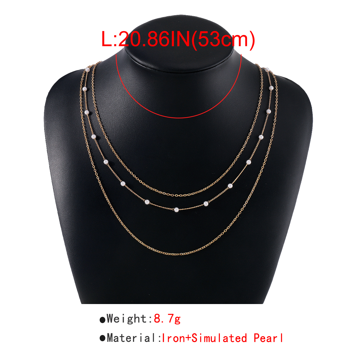 Wholesale Jewelry Simple Style Lines Imitation Pearl Iron Chain Layered Necklaces display picture 1
