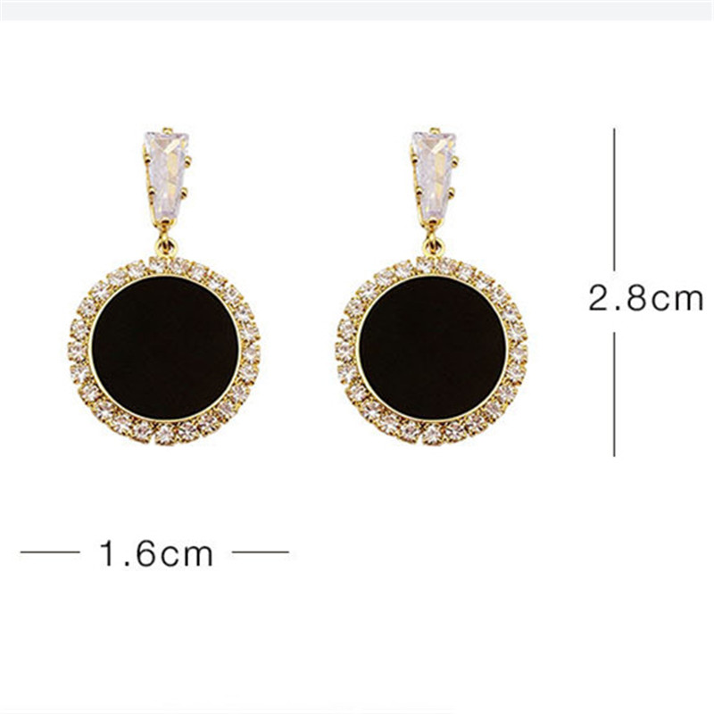 Wholesale Jewelry 1 Pair Simple Style Round Square Imitation Diamond Alloy Artificial Diamond Gold Plated Drop Earrings display picture 1