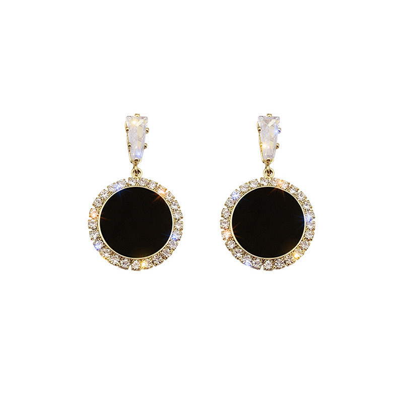 Wholesale Jewelry 1 Pair Simple Style Round Square Imitation Diamond Alloy Artificial Diamond Gold Plated Drop Earrings display picture 6