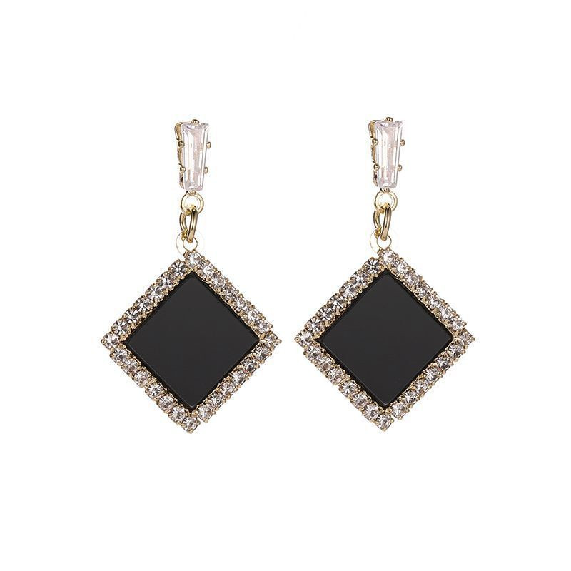 Wholesale Jewelry 1 Pair Simple Style Round Square Imitation Diamond Alloy Artificial Diamond Gold Plated Drop Earrings display picture 7