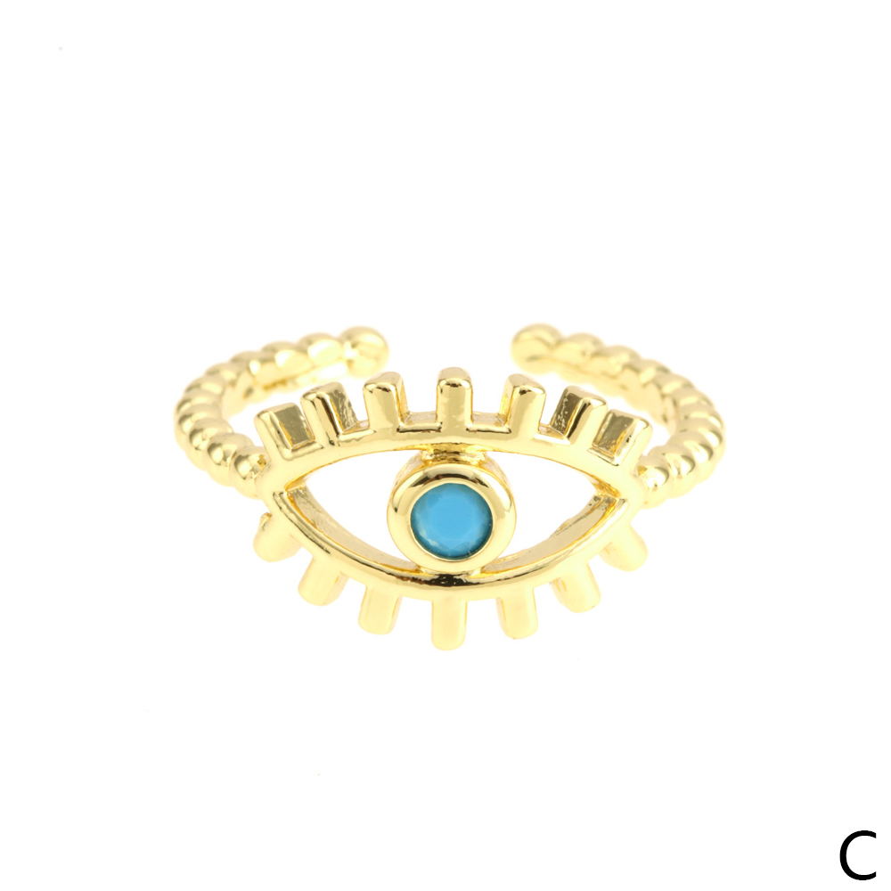 Simple Style Eye Copper Plating Inlay Zircon Gold Plated Open Ring display picture 2