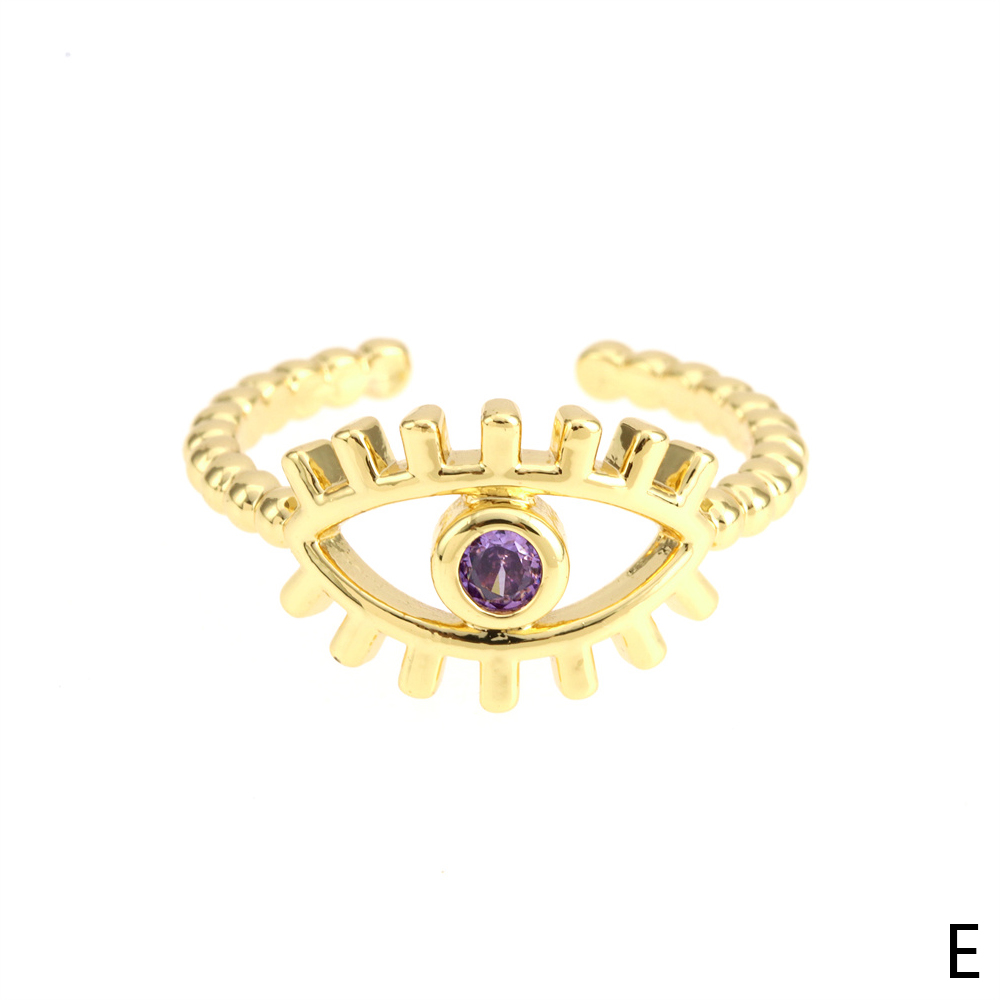 Simple Style Eye Copper Plating Inlay Zircon Gold Plated Open Ring display picture 4