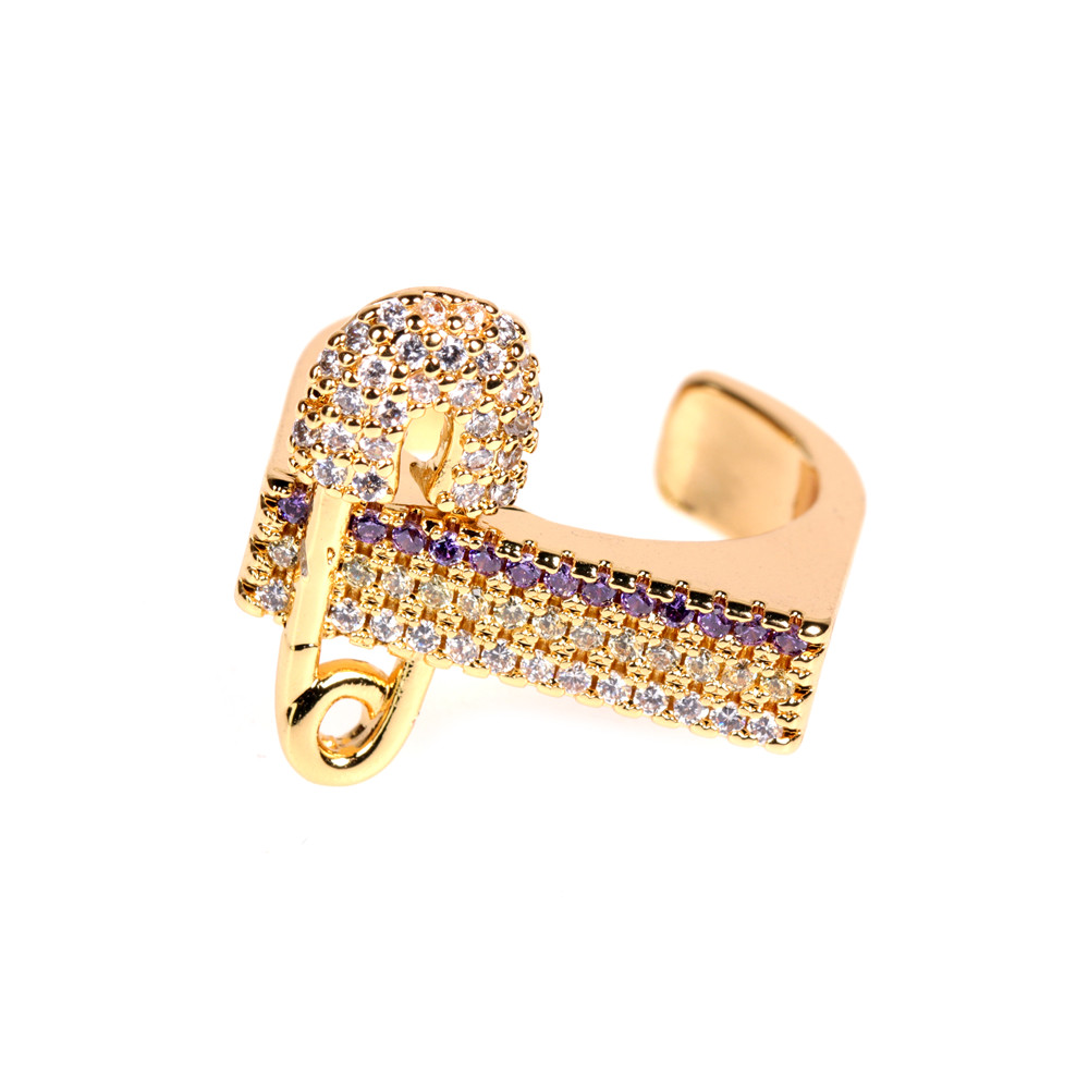 Copper 18K Gold Plated IG Style Basic Simple Style Inlay Geometric Zircon Adjustable Ring display picture 4