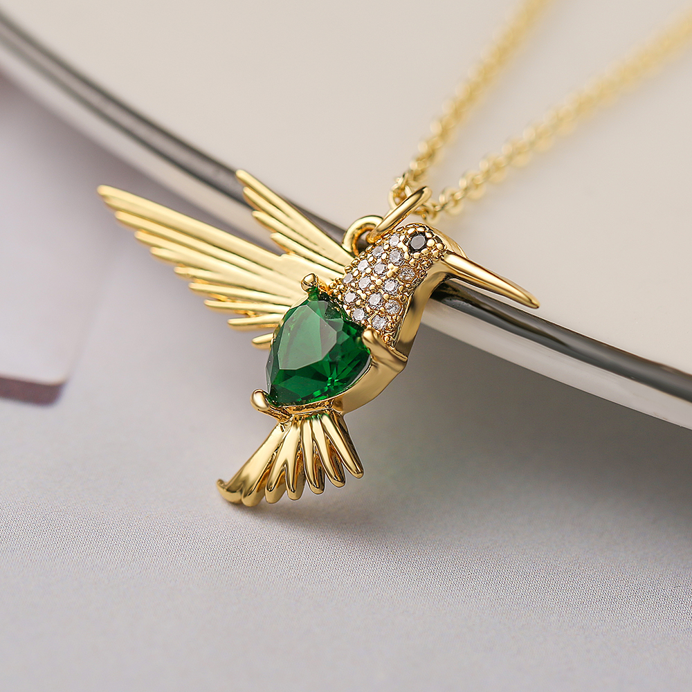 Simple Style Bird Copper Plating Inlay Zircon 18k Gold Plated Pendant Necklace display picture 5