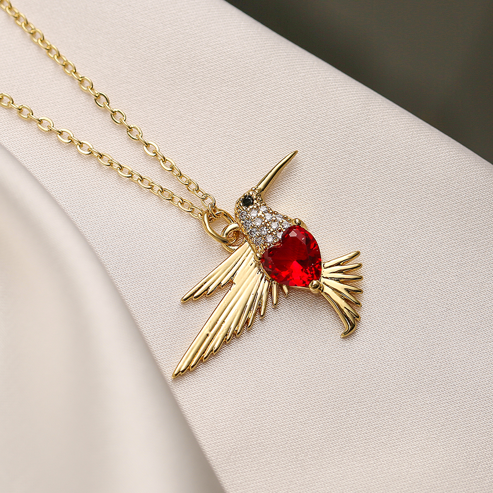 Simple Style Bird Copper Plating Inlay Zircon 18k Gold Plated Pendant Necklace display picture 6