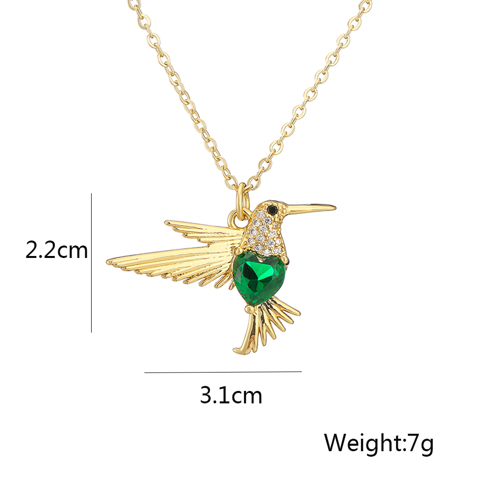 Simple Style Bird Copper Plating Inlay Zircon 18k Gold Plated Pendant Necklace display picture 1