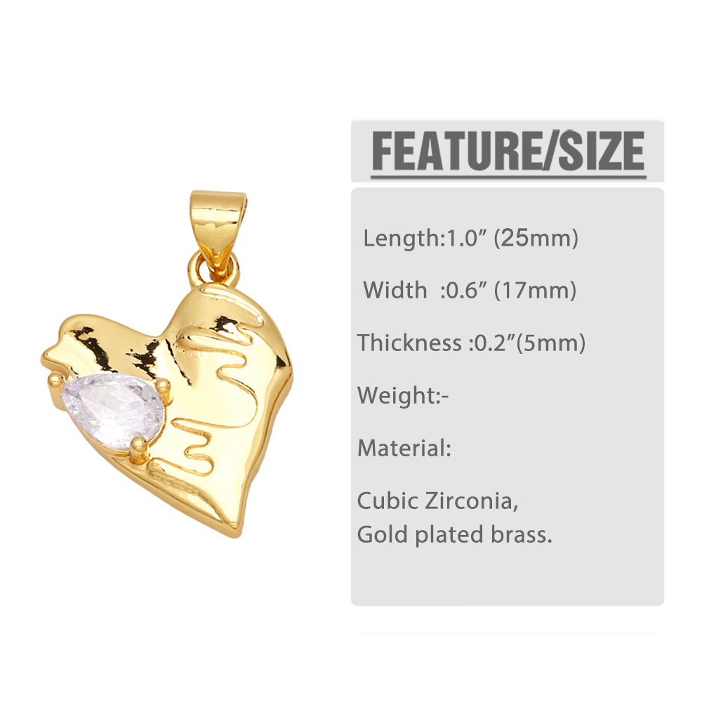 Ins Style Y2k Heart Shape Copper Plating Inlay Zircon 18k Gold Plated Pendants Jewelry Accessories display picture 1