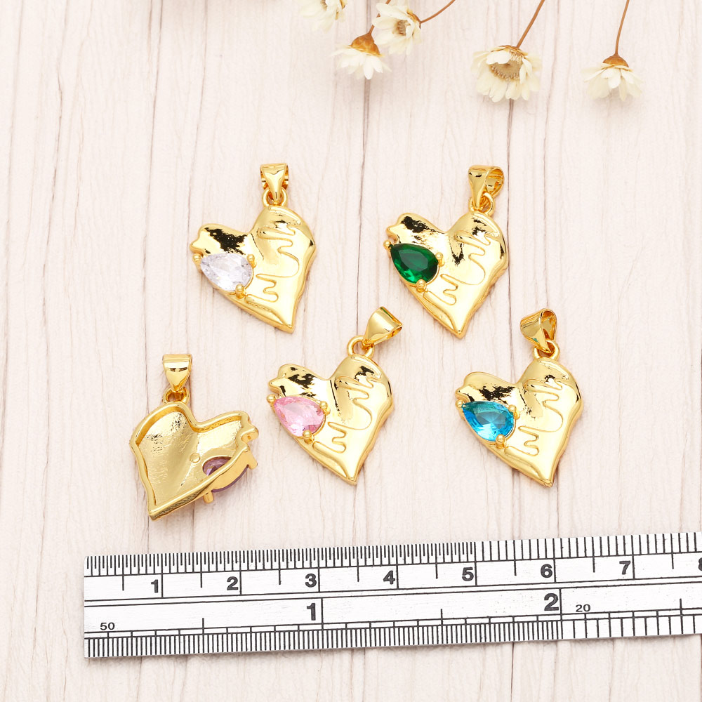 Ins Style Y2k Heart Shape Copper Plating Inlay Zircon 18k Gold Plated Pendants Jewelry Accessories display picture 8