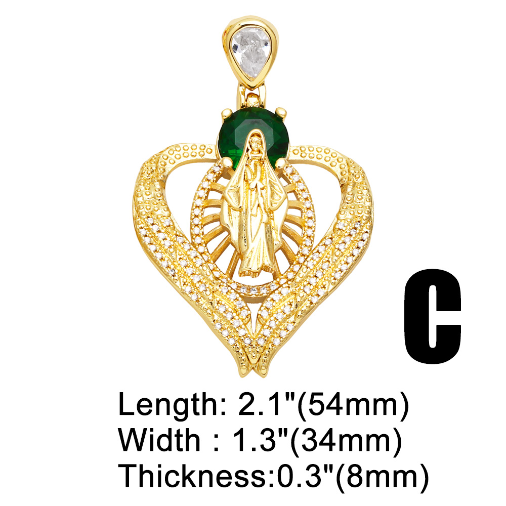 Ins Style Portrait Heart Shape Eye Copper Plating Inlay Zircon 18k Gold Plated Pendants Jewelry Accessories display picture 4