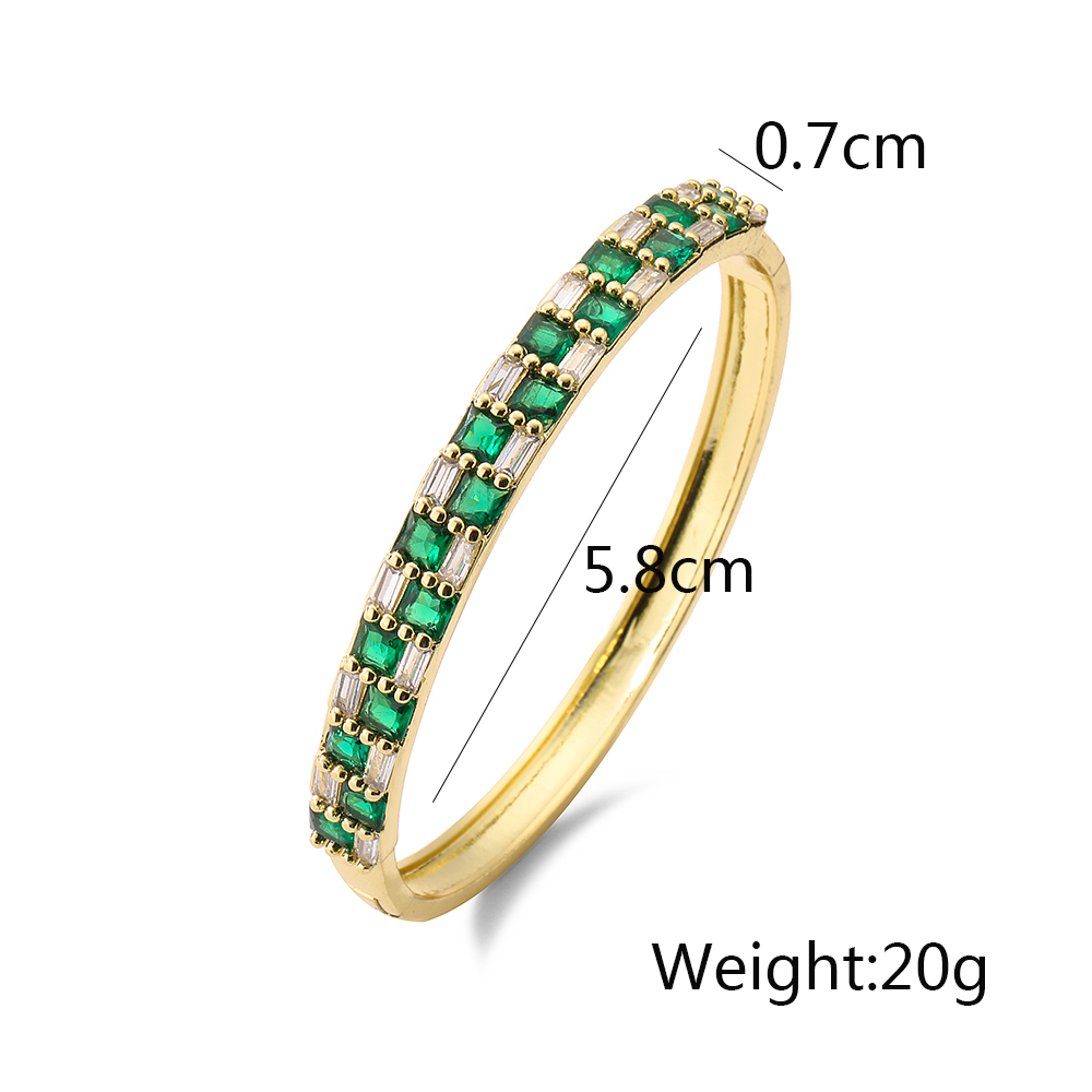 Simple Style Square Copper Plating Inlay Zircon 18k Gold Plated Bangle display picture 1