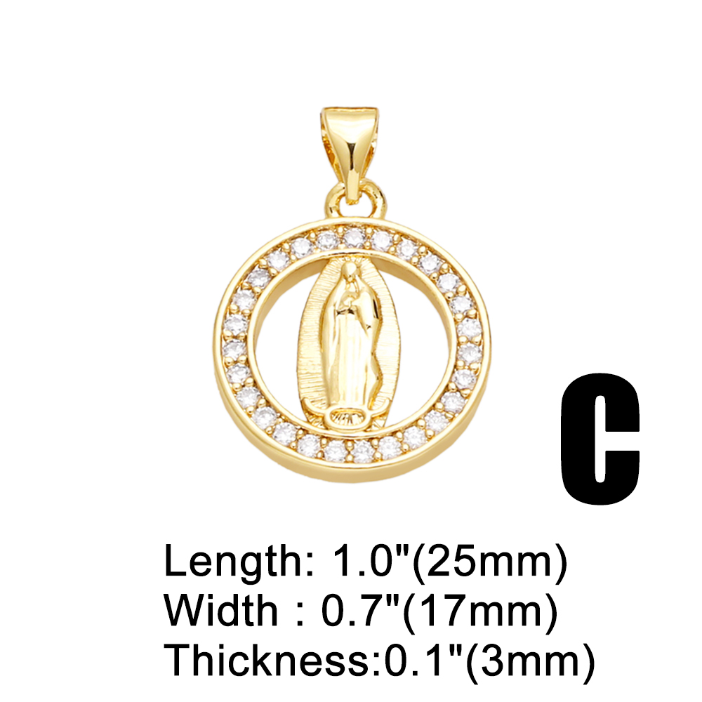 Ins Style Human Faith Copper Plating Inlay Zircon 18k Gold Plated Pendants Jewelry Accessories display picture 5