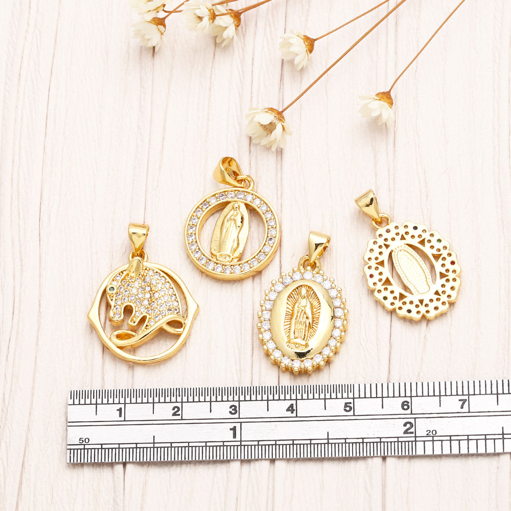 Ins Style Human Faith Copper Plating Inlay Zircon 18k Gold Plated Pendants Jewelry Accessories display picture 7
