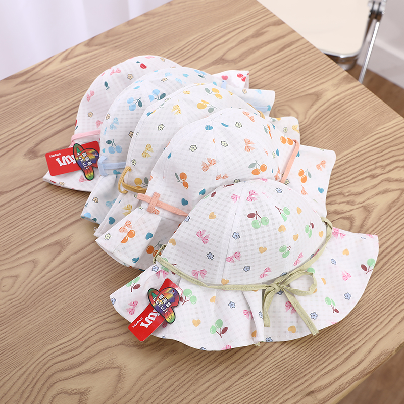 Girl's Cartoon Style Cute Sweet Cherry Bow Knot Printing Drawstring Bucket Hat display picture 15