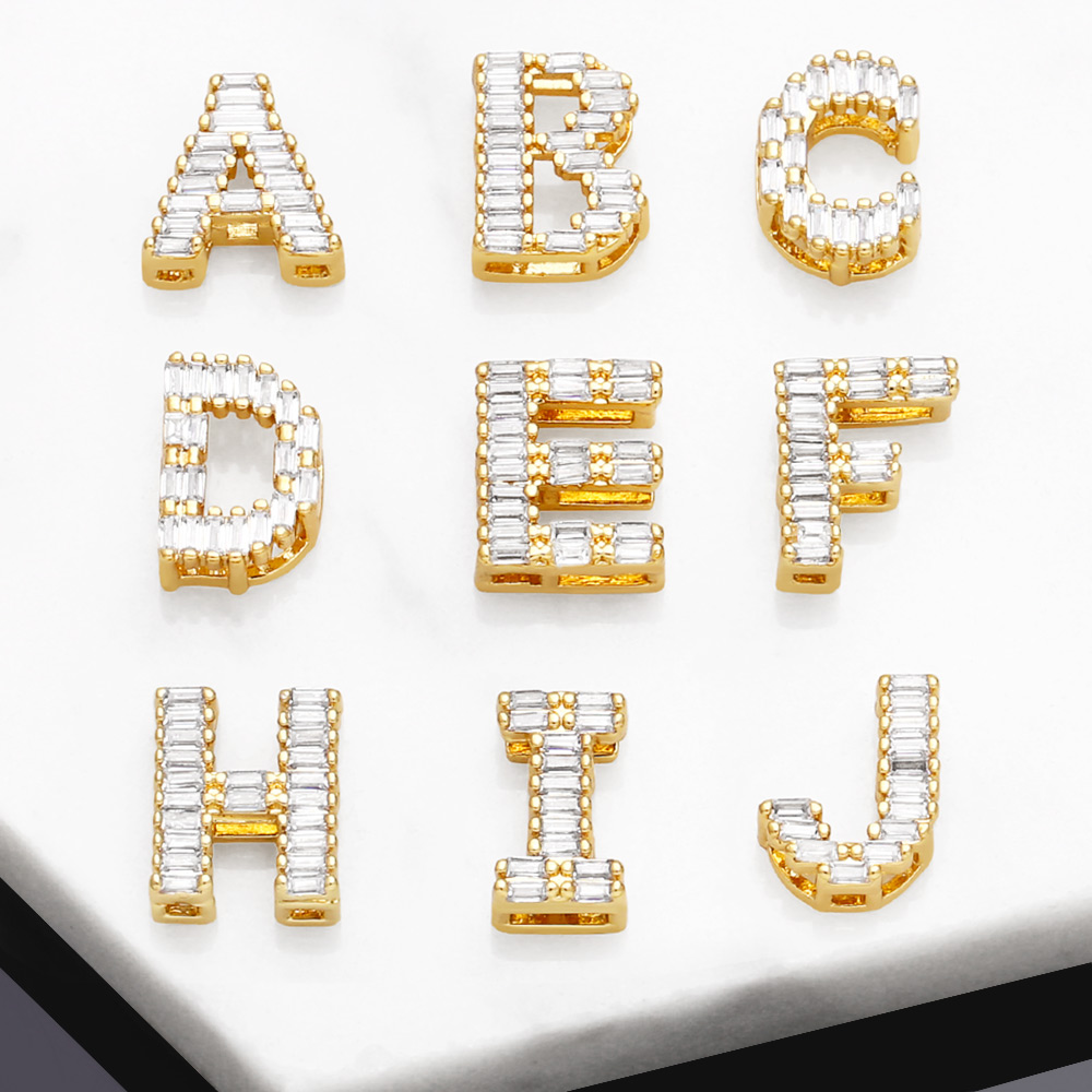 1 Piece Copper Zircon Letter Simple Style display picture 2