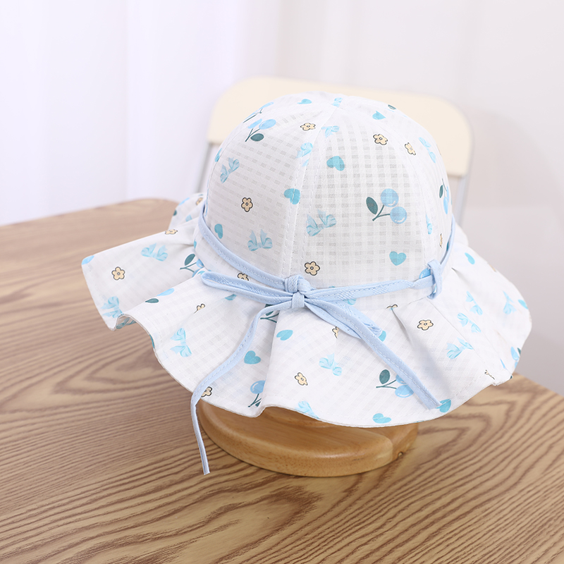 Girl's Cartoon Style Cute Sweet Cherry Bow Knot Printing Drawstring Bucket Hat display picture 5