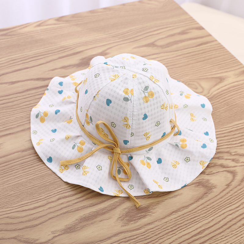 Girl's Cartoon Style Cute Sweet Cherry Bow Knot Printing Drawstring Bucket Hat display picture 11