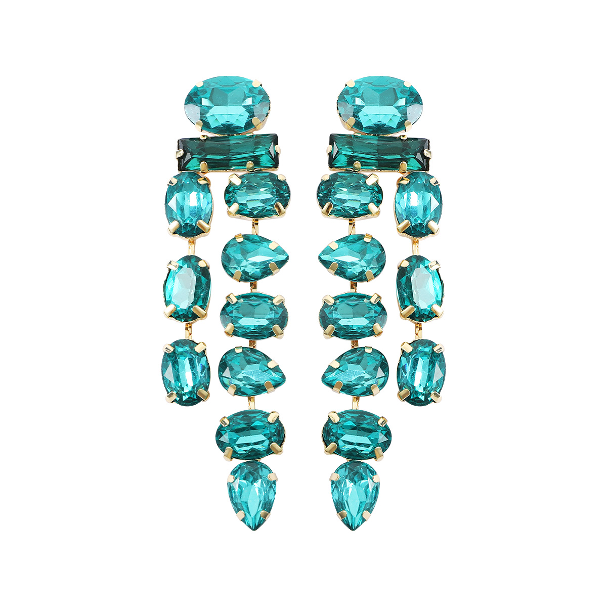 Wholesale Jewelry 1 Pair Luxurious Oval Water Droplets Alloy Artificial Gemstones Drop Earrings display picture 3