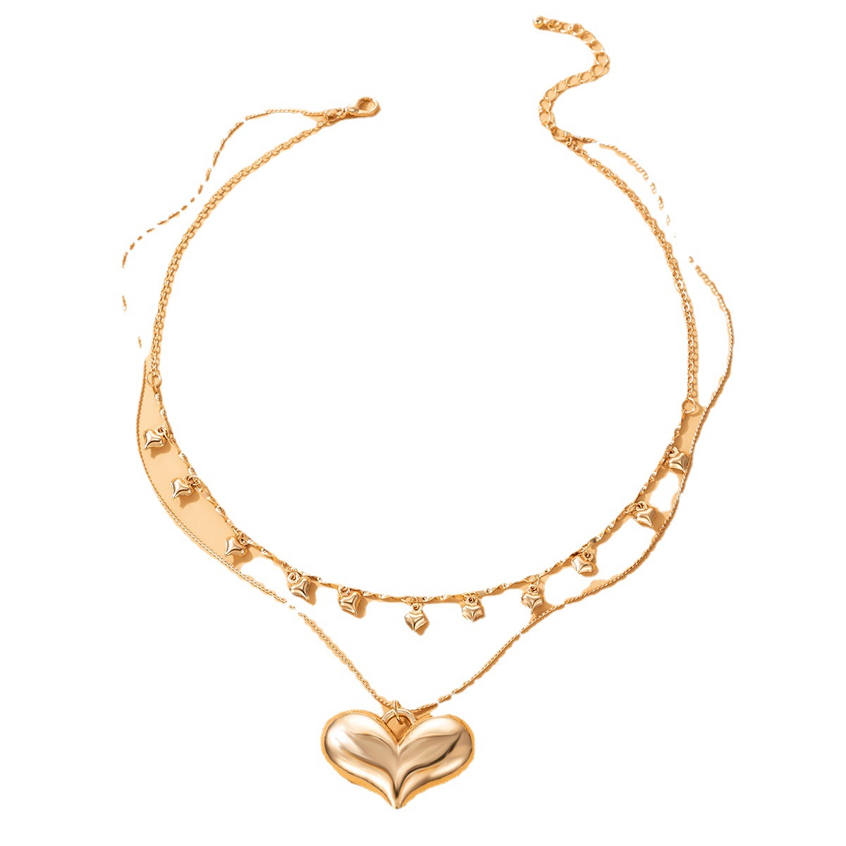 Simple Style Heart Shape Alloy Women's Layered Necklaces display picture 1