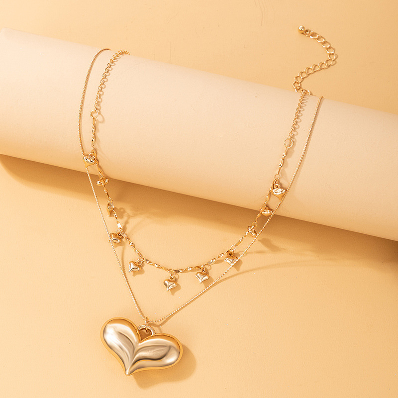 Simple Style Heart Shape Alloy Women's Layered Necklaces display picture 3