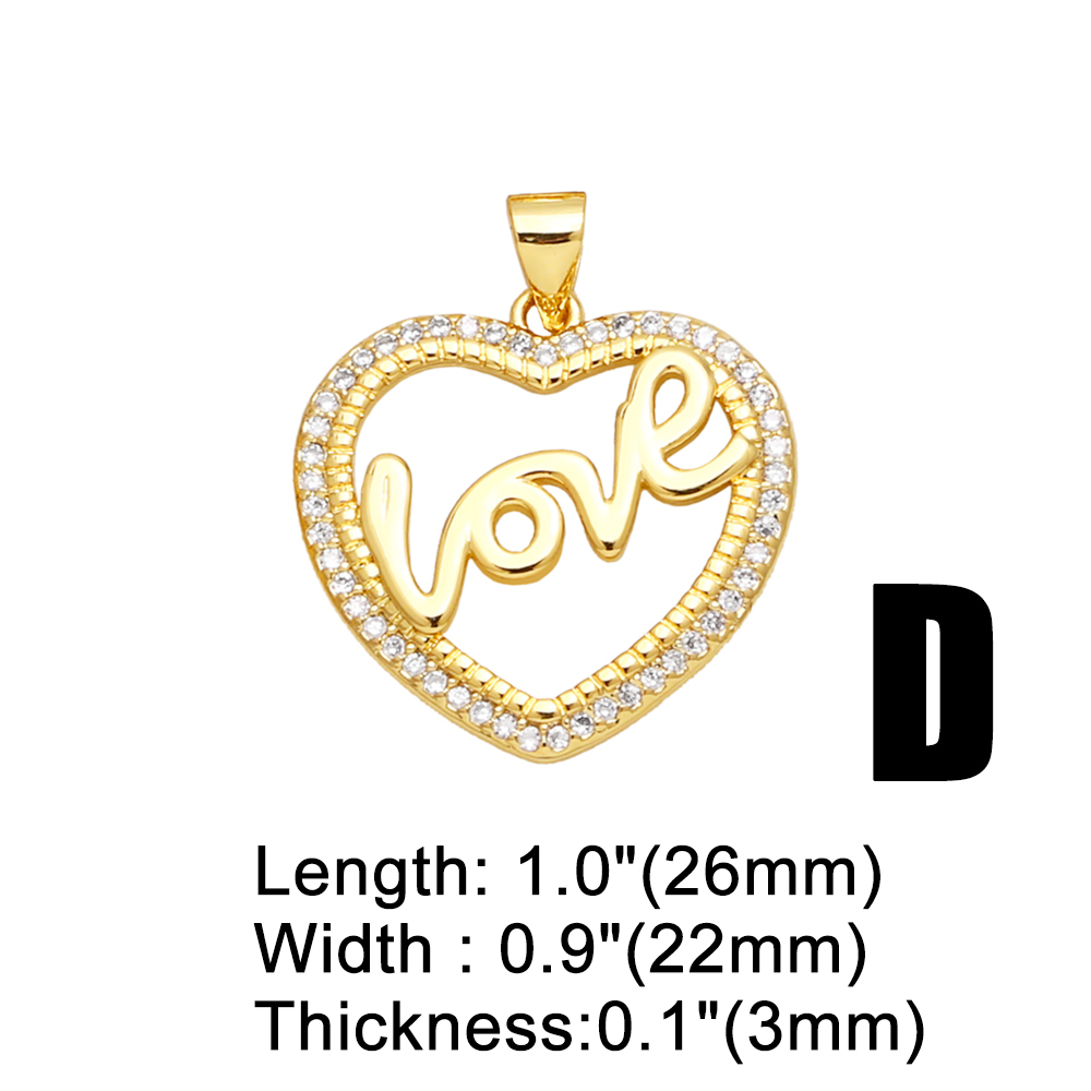 1 Piece Copper Zircon Letter Heart Shape INS Style display picture 6