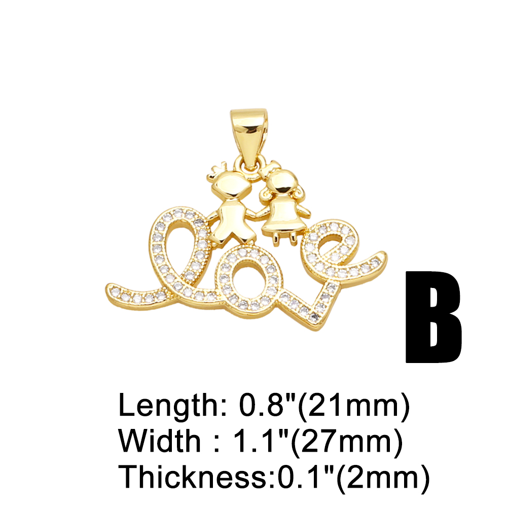 1 Piece Copper Zircon Letter Heart Shape INS Style display picture 4