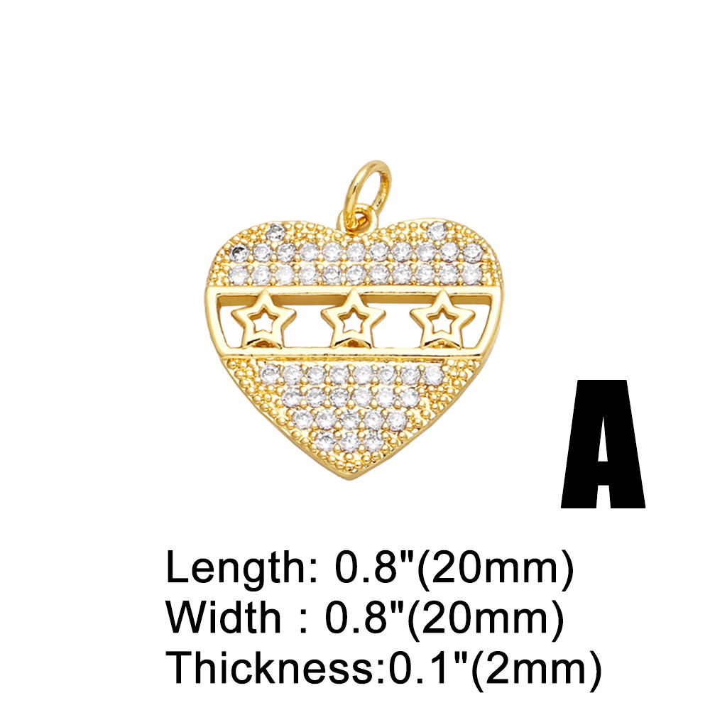1 Piece Copper Zircon Letter Heart Shape INS Style display picture 3