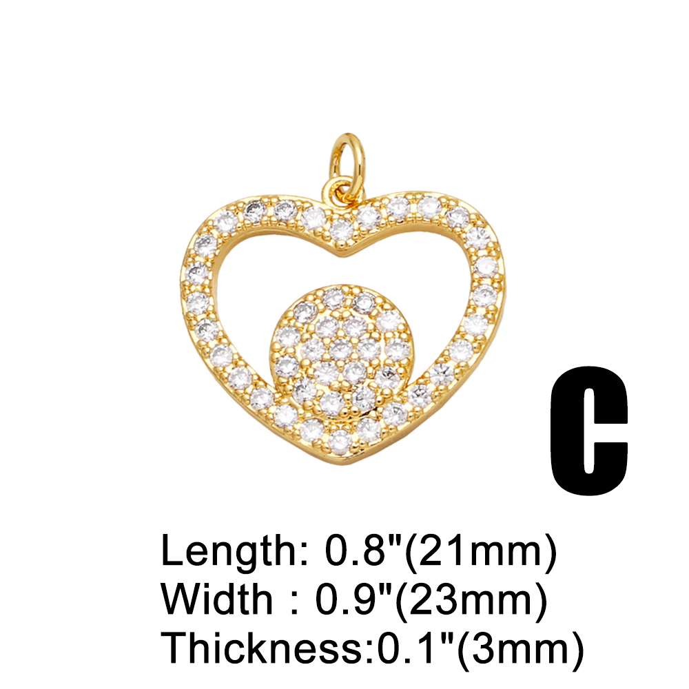 1 Piece Copper Zircon Letter Heart Shape INS Style display picture 5