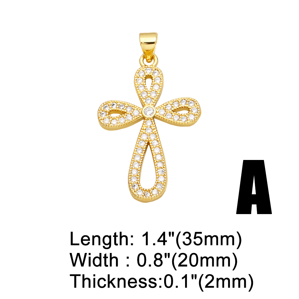 1 Piece Copper Zircon Cross INS Style display picture 3