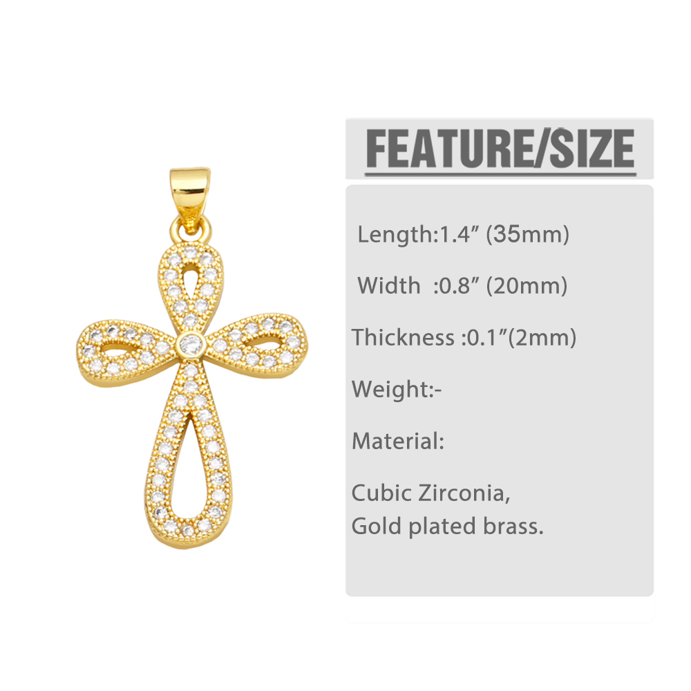 1 Piece Copper Zircon Cross INS Style display picture 1