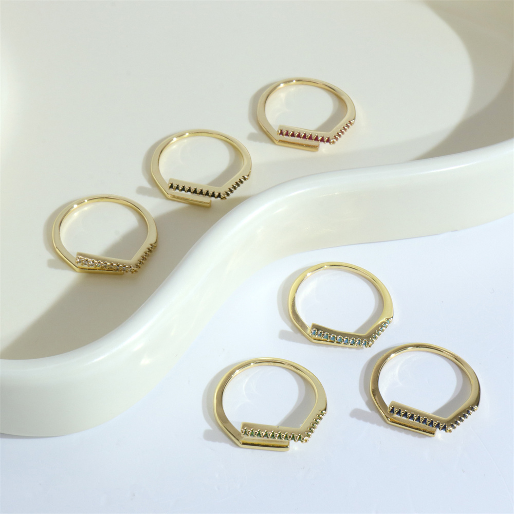 Simple Style Solid Color Copper Plating Inlay Zircon Gold Plated Open Ring display picture 10