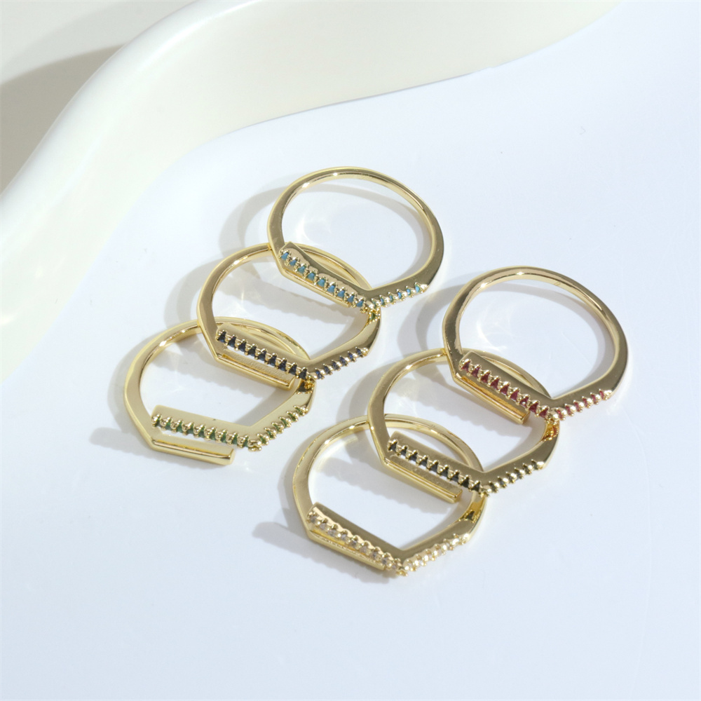 Einfacher Stil Einfarbig Kupfer Überzug Inlay Zirkon Vergoldet Offener Ring display picture 11