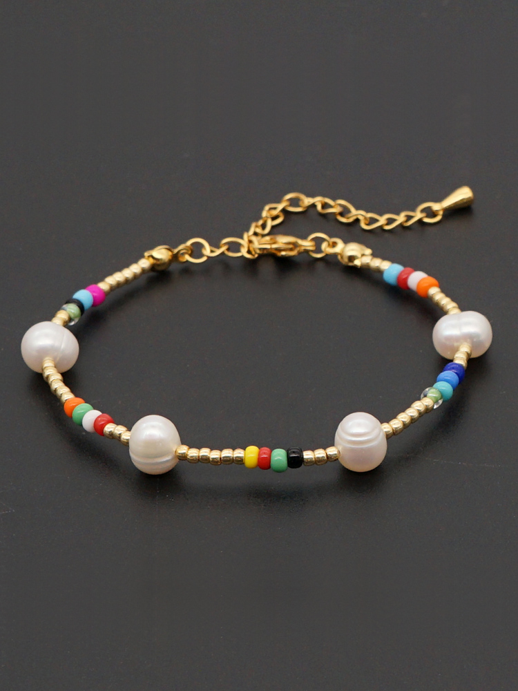 Casual Vacation Colorful Freshwater Pearl Glass Beaded Bracelets display picture 2
