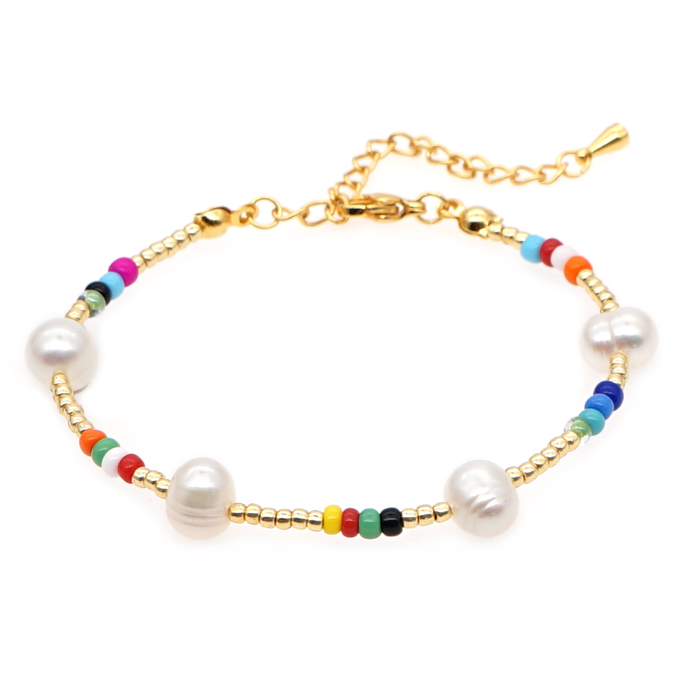 Décontractée Vacances Coloré Perle D'eau Douce Verre Perlé Bracelets display picture 1