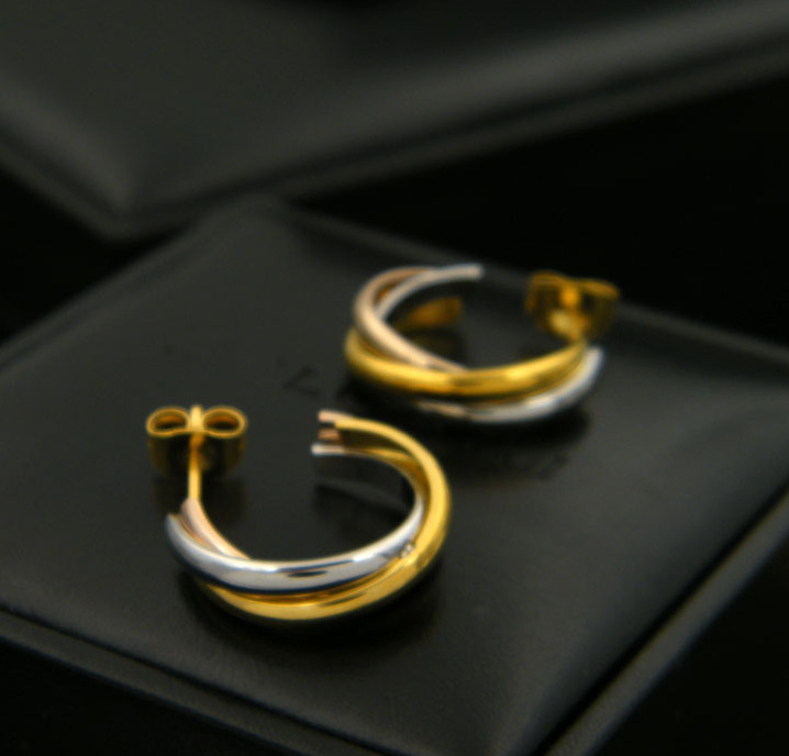 1 Pair Simple Style C Shape Plating Titanium Steel 18k Gold Plated Ear Studs display picture 2