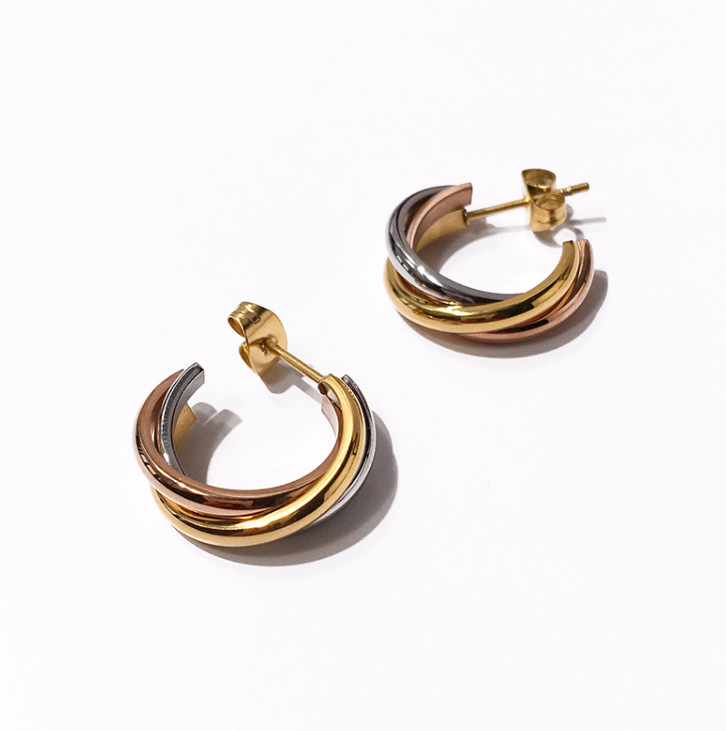1 Pair Simple Style C Shape Plating Titanium Steel 18k Gold Plated Ear Studs display picture 4