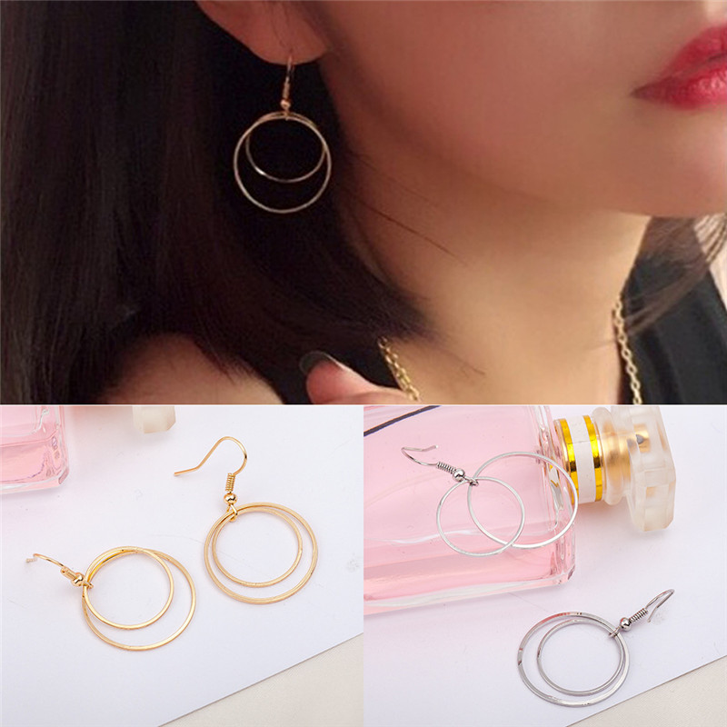 1 Pair Basic Circle Copper Plating Gold Plated Silver Plated Drop Earrings display picture 1