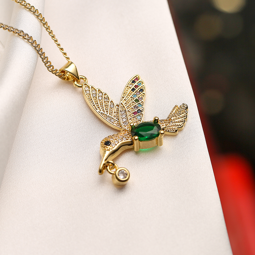 Simple Style Bird Copper Plating Inlay Zircon 18k Gold Plated Pendant Necklace display picture 7