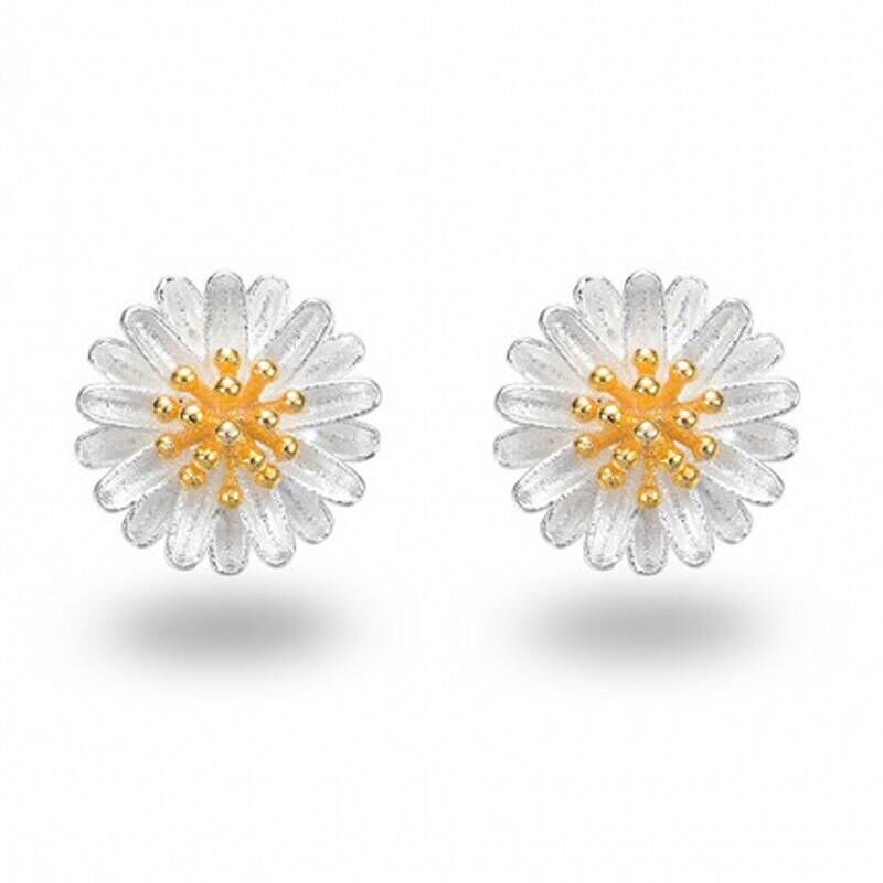 1 Pair Sweet Chrysanthemum Daisy Copper Patchwork Plating Gold Plated Silver Plated Ear Studs display picture 1