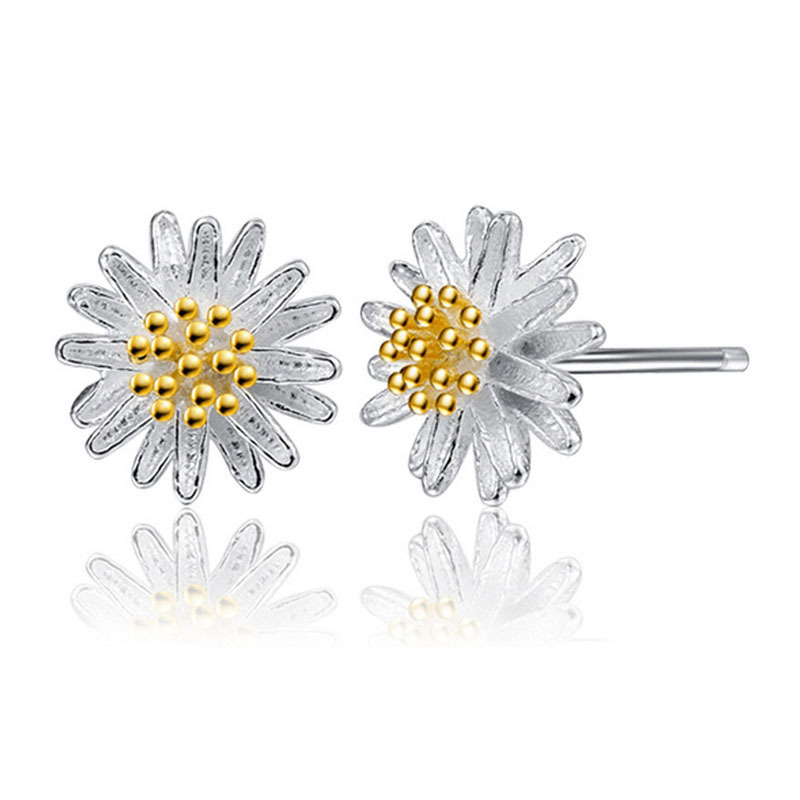 1 Pair Sweet Chrysanthemum Daisy Copper Patchwork Plating Gold Plated Silver Plated Ear Studs display picture 2
