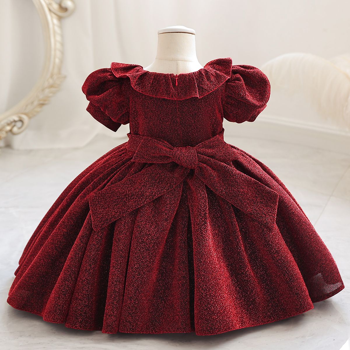 Princess Solid Color Bowknot Polyester Girls Dresses display picture 3