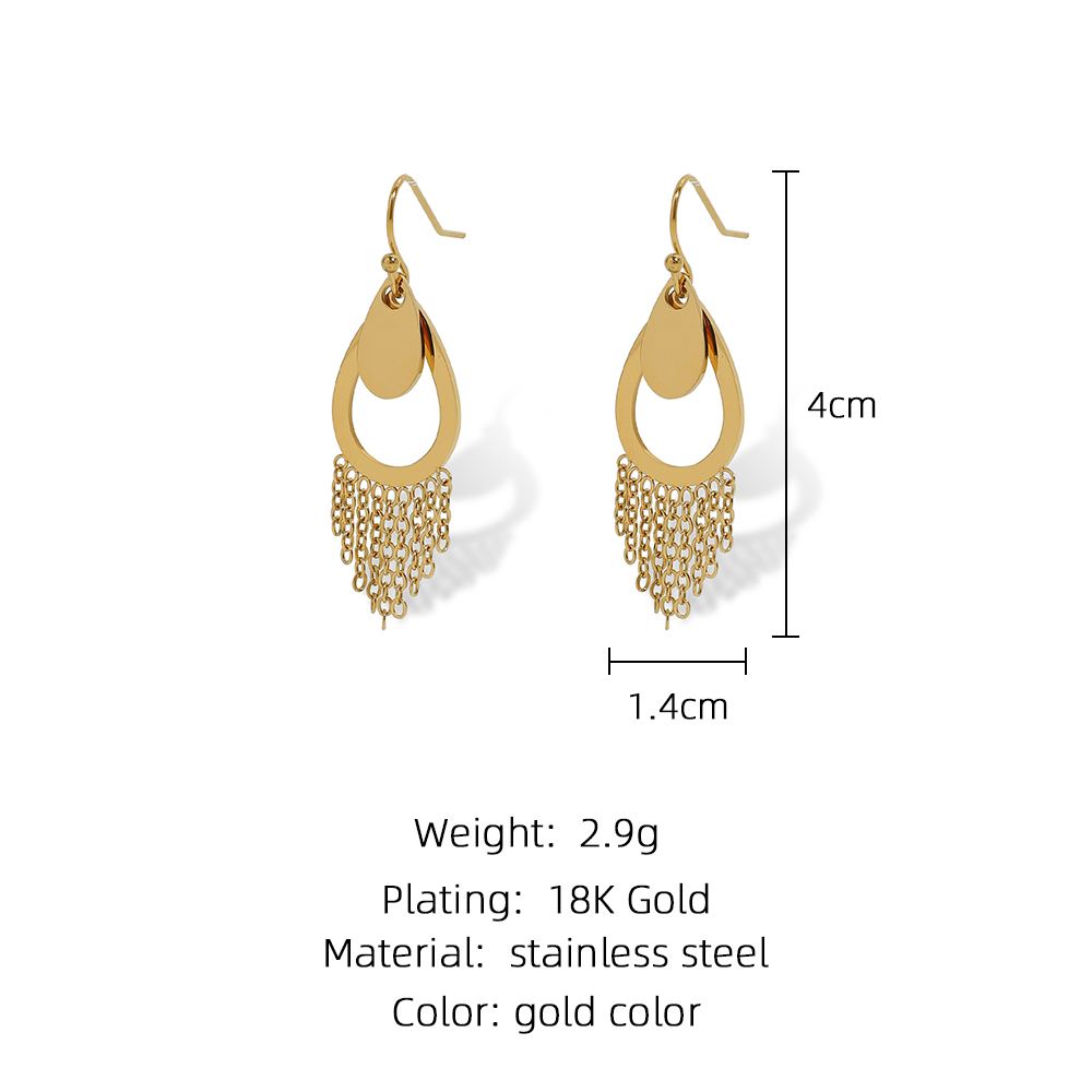 1 Pair Simple Style Water Droplets Titanium Steel Plating 18k Gold Plated Drop Earrings display picture 1