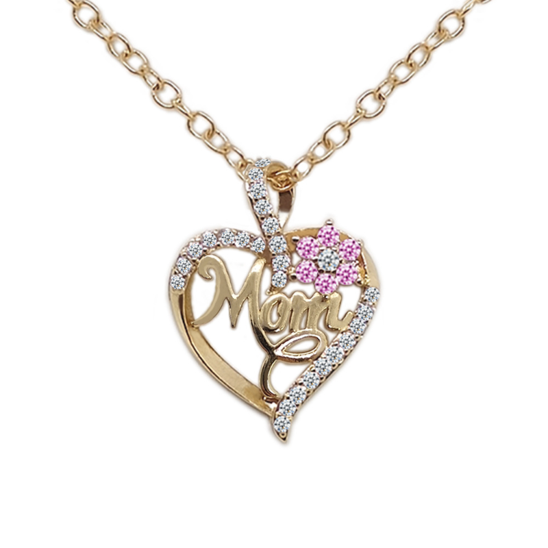 Mama Letter Heart Shape Copper Plating Inlay Zircon Gold Plated Necklace display picture 3