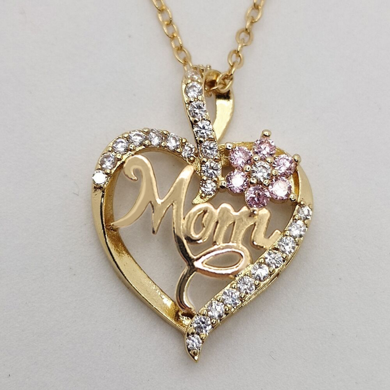 Mama Letter Heart Shape Copper Plating Inlay Zircon Gold Plated Necklace display picture 4