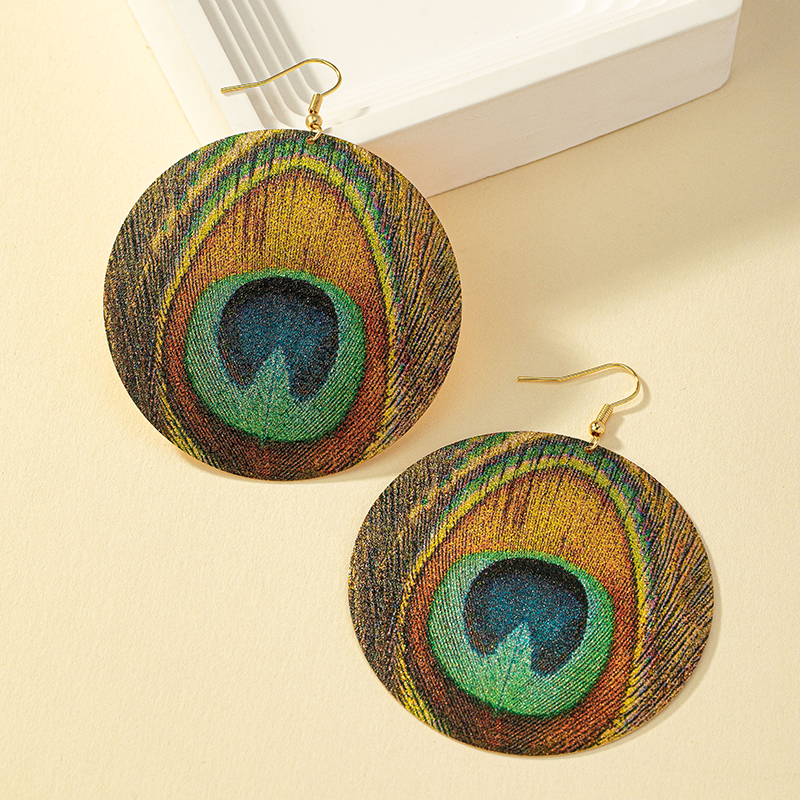 1 Pair Retro Round Peacock Plating Alloy Drop Earrings display picture 2