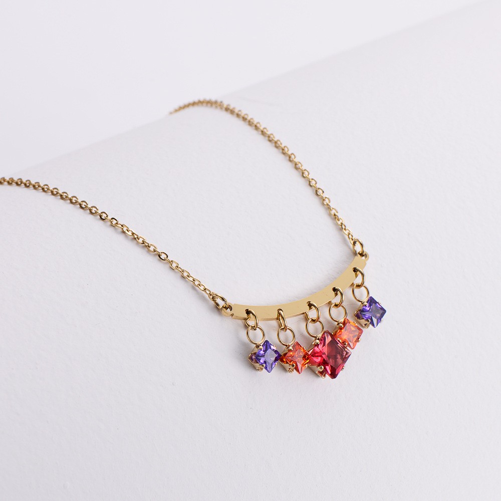 Wholesale Cute Multicolor Stainless Steel 18k Gold Plated Zircon Necklace display picture 2