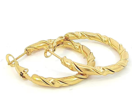 1 Pair Simple Style Solid Color Stainless Steel Plating 18k Gold Plated Hoop Earrings display picture 2