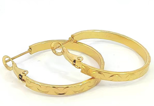 1 Pair Simple Style Solid Color Stainless Steel Plating 18k Gold Plated Hoop Earrings display picture 1