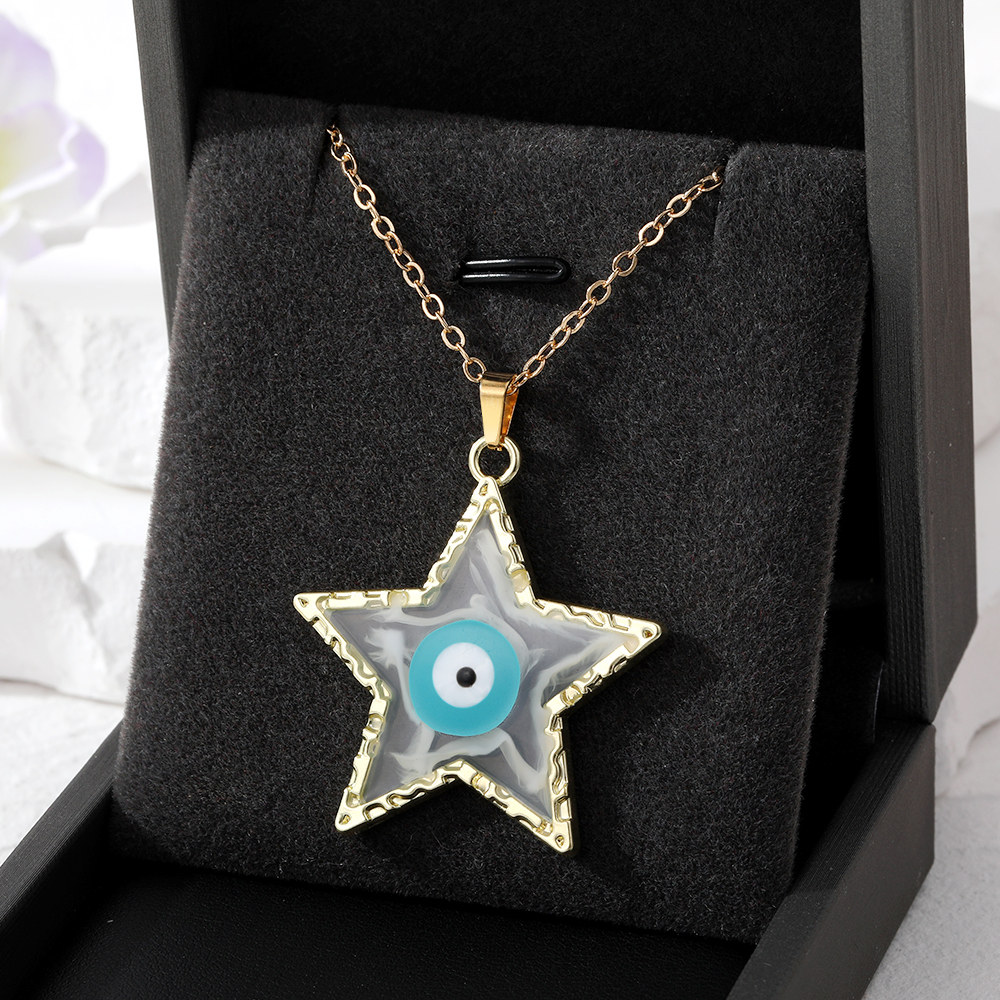 1 Piece Fashion Star Eye Resin Inlay Resin Unisex Pendant Necklace display picture 7